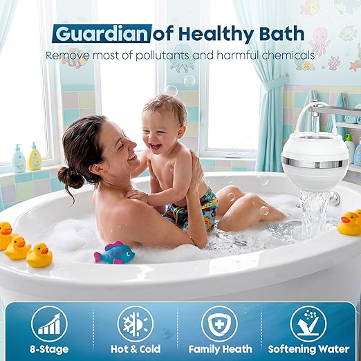 Bath Filter for Tub Faucet - Shower Filter with KDF 55 Removes 99% Chlorine & Softens Water | Ideal Bathtub Filter for Healthier Hair & Skin | Universal Fit, Easy Install & Overflow