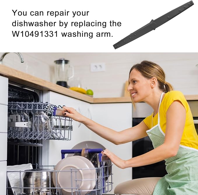 Dishwasher Spray Arm Replacement Arm W10491331 Compatible with Whirlpool, Amana, Ikea Dishwasher Parts Replaces WPW10491331, 2312843, PS11755592