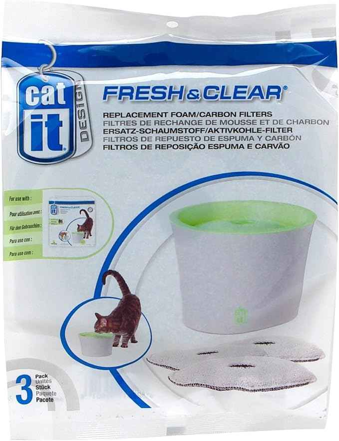 Catit Replacement 3 pack Carbon & Foam Cartridge for Fresh & Clear Water Fountain
