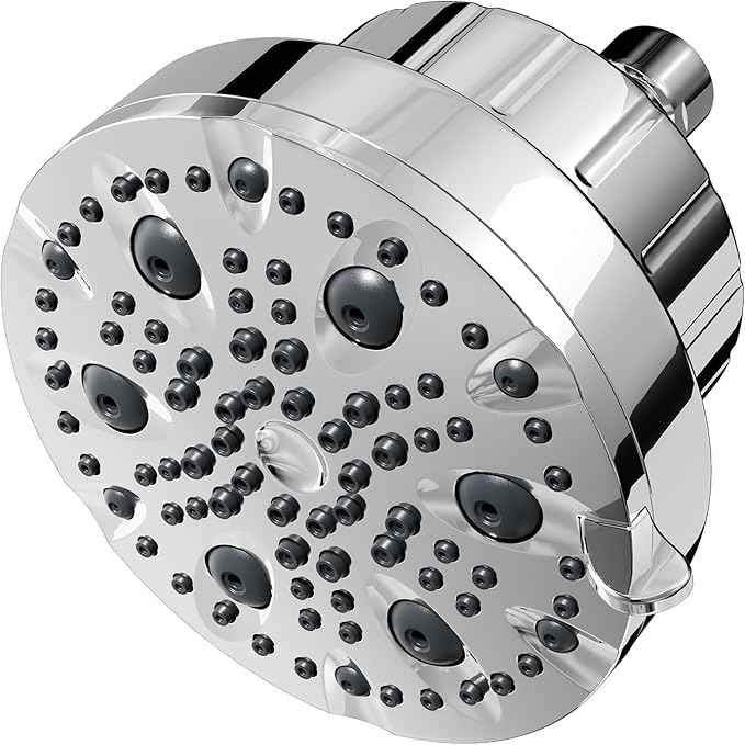 High Pressure Shower Head with Filter for Hard Water - 20-Stage Filter & 7 Spray Modes for a Gentler Shower, Includes 2 Water-Saving Pause Modes (FM-002 Chrome Plated)