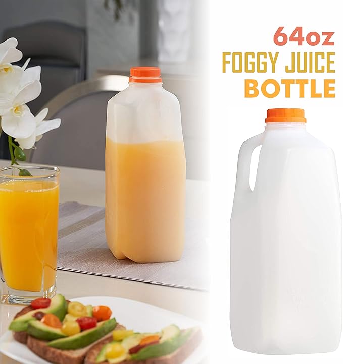 EcoQuality Empty Plastic Juice Bottles with Tamper Evident Caps 64 OZ - Half Gallon, Smoothie Bottles - Ideal for Juices, Milk, Smoothies, Picnic's and even Meal Prep Juice Containers (20)