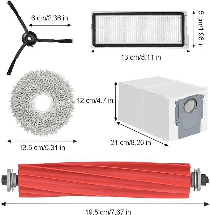 23PCS Replacement Accessories Kit Compatible with Roborock Qrevo S/Qrevo Pro/Qrevo MaxV/Qrevo Plus Include Main Brush, HEPA Filters, Mop Pads, Side Brushes, Dust Bag and Cleaning Tools - AquaVibe