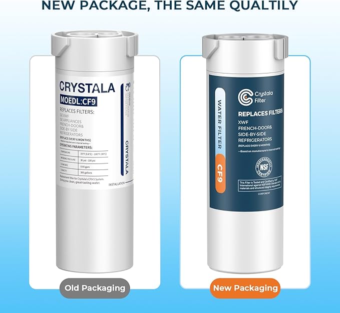 Crystala Filters XWF Replacement for GE XWF Refrigerator Water Filter Pack of 2 (Not XWFE)