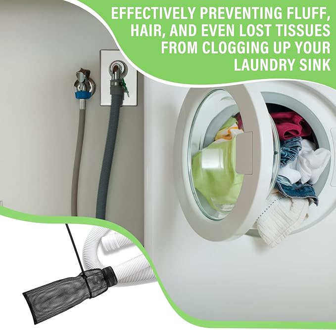 Shappy 24 Pieces Washing Machine Lint Traps and Cable Ties Set 6 Nylon Mesh Lint Trap for Discharge Hoses and 18 Cable Ties Fits Most Washing Machines(Black) - AquaVibe