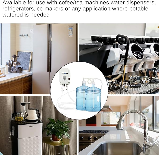 Bottled Drinking Water Pump System Double-Tube Power 25W, Bottled Water Dispensing 2.5L Flow Electric Water Pump for 5 Gallon Bottle Water for Coffee,Refrigerators,Ice Maker,Faucet