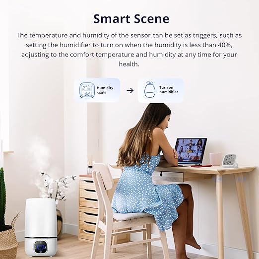 SONOFF Zigbee Indoor Temperature Humidity Sensor, SNZB-02D LCD Wireless Smart Thermometer Hygrometer, Compatible with Alexa & Google Home for Remote Monitoring and Home Automation, 2-Pack