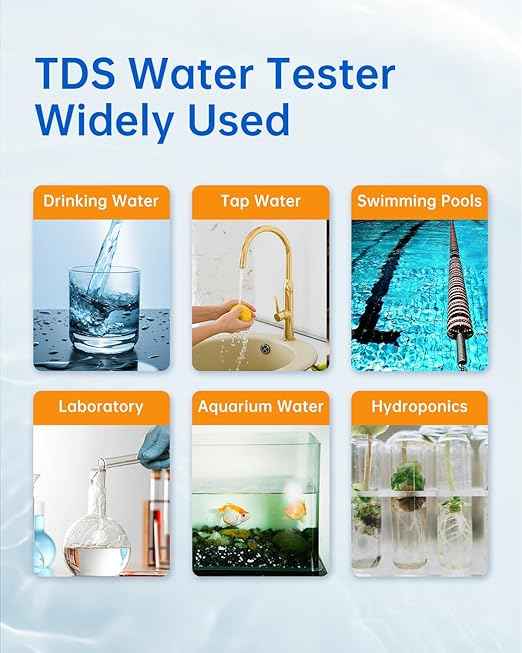 4 in 1 TDS Meter, 0-9999 PPM, Water Tester for Drinking Water, TDS Water Tester/EC/Temp(℃,℉), Pure Titanium Probe, High Precision Pen-Style Water Quality Meter, Ideal for Digital Water Quality Tester
