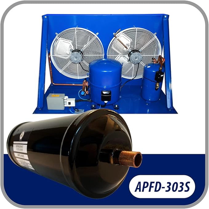 Appli Parts APFD-303S 3/8 in Liquid Line Refrigerant AC Filter Drier hvac Refrigeration 303S ODF Sweat Solder connection universal unidirectional 9 in long 3in wide