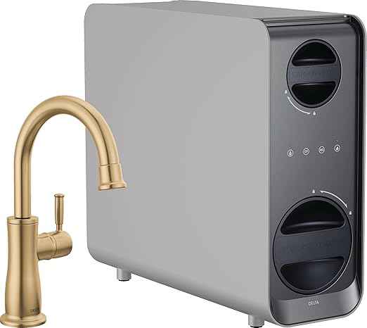 Delta Faucet Clarifi Under Sink Reverse Osmosis Water Filter System with Gold Traditional Beverage Dispenser Faucet