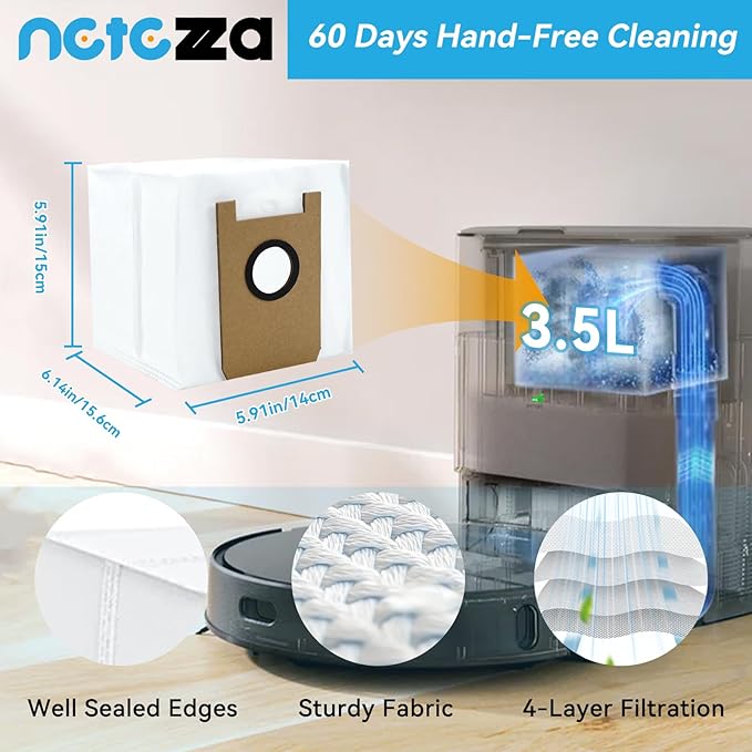 T20 Accessories Replacement Compatible with Airrobo T20+ Robot Vacuum Cleaner, 1 Main Brush, 2 HEPA Filters, 4 Dust Bags, 4 Mop Pads, 4 Side Brushes, T20+ Replacement Parts - AquaVibe