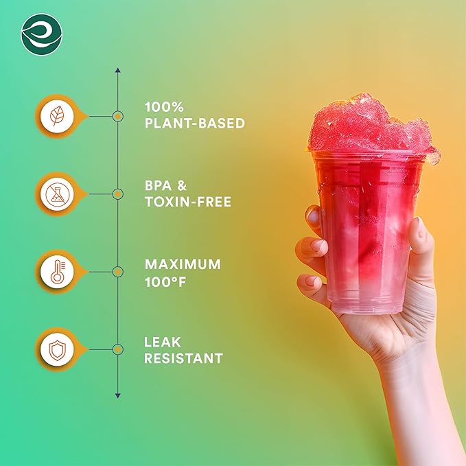 ECO SOUL 50 Pack Compostable Party Cups 12 oz Plant-Based Disposable Clear Cold Cup for Wine, Coffee, Smoothie & Soda Drinks | Cocktail Parties & Birthdays | Non-Toxic & BPA-Free Zero Plastic Glass