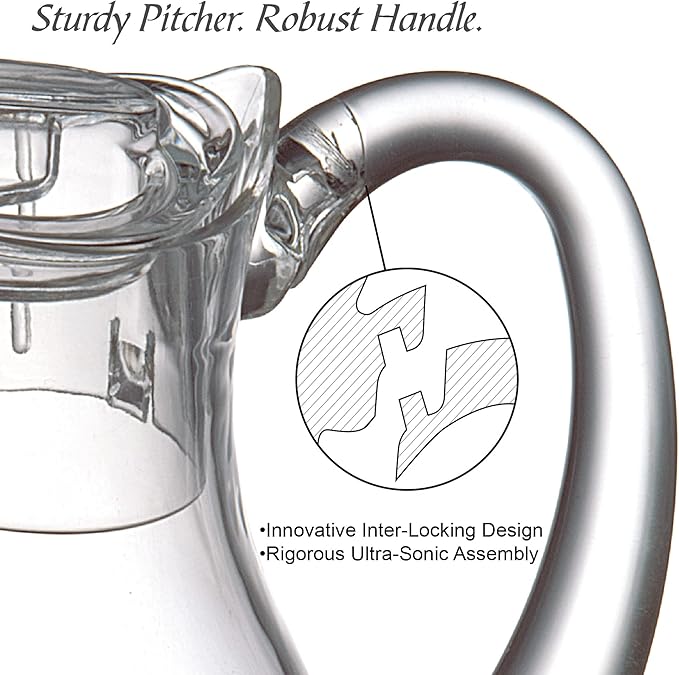 Amazing Abby - Bubbly - 2-Pack Acrylic Pitcher (72 oz), Clear Plastic Water Pitcher with Lid, Fridge Jug, BPA-Free, Shatter-Proof, Great for Iced Tea, Sangria, Lemonade, Juice, Milk, and More