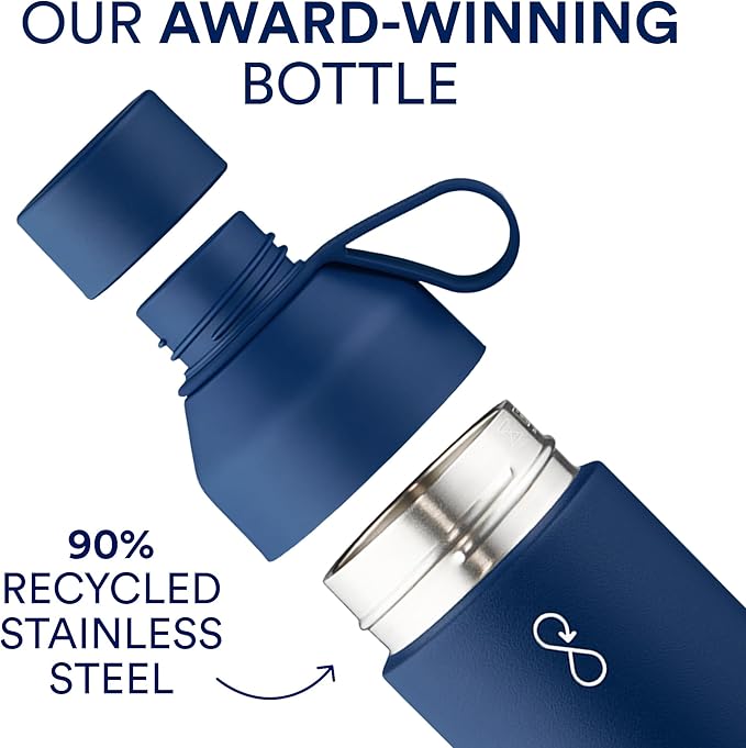 Ocean Bottle Original 17 oz | Stainless Steel Water Bottle | Reusable & Sustainable | Keeps Drinks Cold & Hot | Eco Friendly Gift (Ocean Blue)
