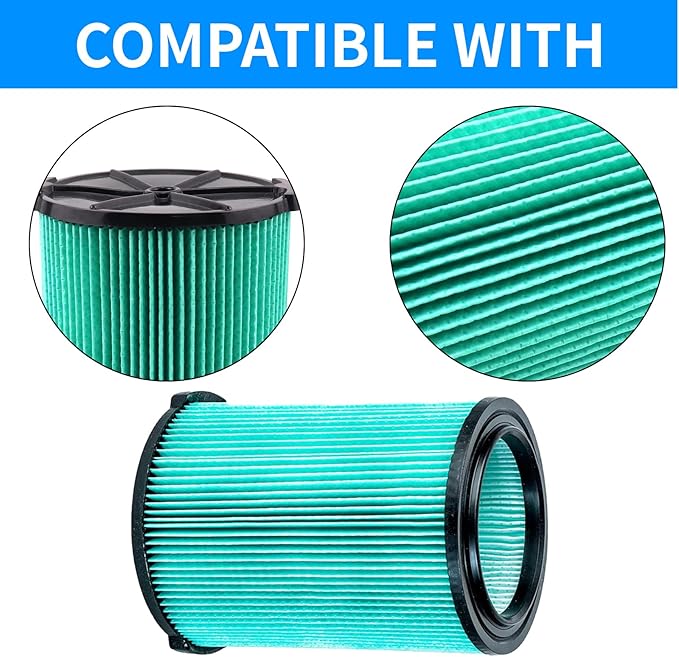 2 Pack VF6000 5-Layer Filter Replacement for Ridgid Wet Dry 5-20 Gallon Wet Dry Vacuums WD5500 WD0671 WD6425 WD7000 WD1280 WD1851 RV2400A RV2600B, 2 Pack VF3502 Shop Vac Bags, 4 Pack Foam Sleeve - AquaVibe