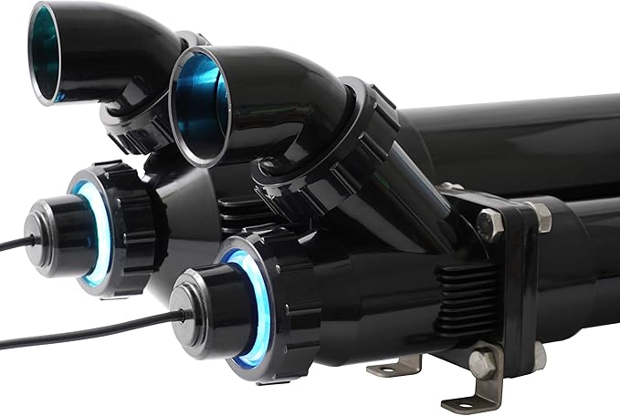 Lifegard Aquatics 40-Watt Pro-MAX High Output UV Sterilizer for Aquariums – Black 3" Diameter Housing – Flow-Through Design, White Internal Reflective Protective Sleeve