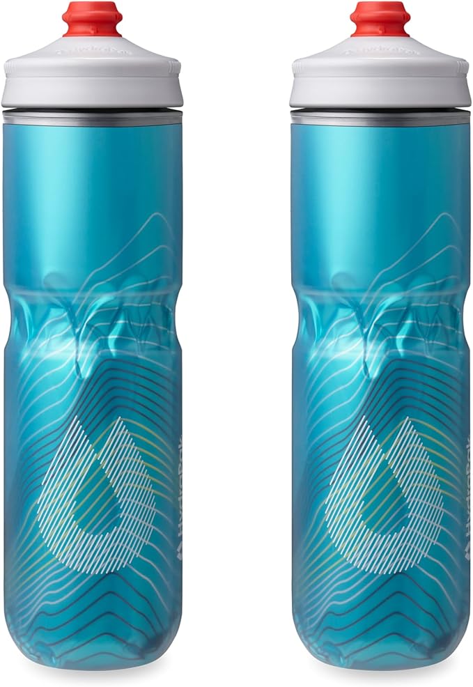 HydraPak Polar Surge Insulated Bike Water Bottle 2-Pack (20oz or 24oz) - High Flow, Fits Most Bike Cages, For Cycling & Sports | Insulated, 2-Pack, High Flow, Fits Most Bike Cages, For Cycling & Sports