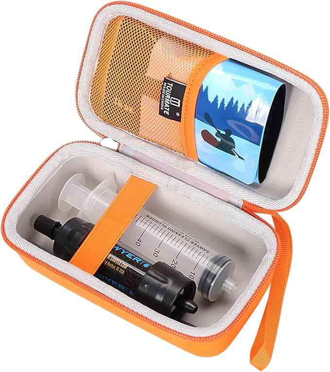 Water Filter for Sawyer Products Mini Water Filtration System, Protective Carrying for Drinking Straw, Squeeze Pouch and Other Accessories (Orange)