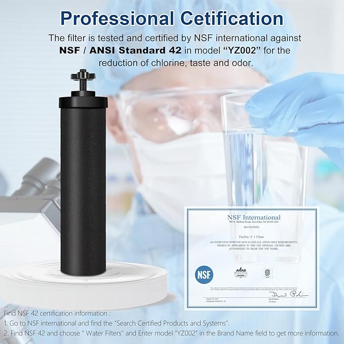 Water Filter Replacement for Berkey Water Filter System, 4 Black Elements Activated Carbon Filters, Compatible with Berkey Gravity Water Filtration System, 4 Pack