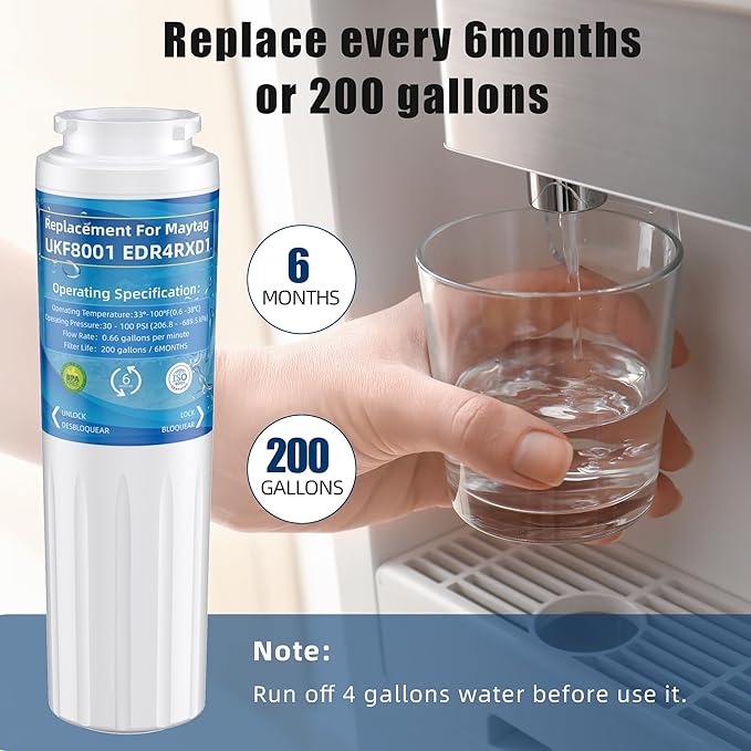 UKF8001 Water Filter Replacement for Whirl-pool EDR4RXD1, Replacement for Every-drop Filter 4, UKF8001AXX-200, UKF8001P, 4396395, 469006, Puriclean II, FMM-2, RWF0900A,Pack of 3 - AquaVibe