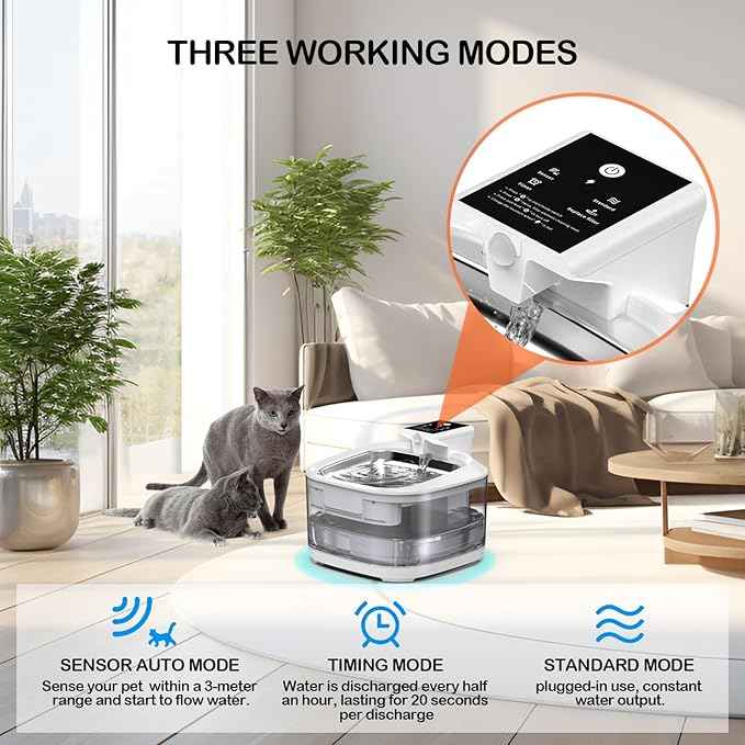 Cat Water Fountain LOXIBAO, 4.5L Large-Capacity Automatic Stainless Steel Pet Fountain with Drinking Spout, High-Capacity Rechargeable Cat Water Fountain - Ultra Quiet Pump for Cats & Dogs,2 Filters