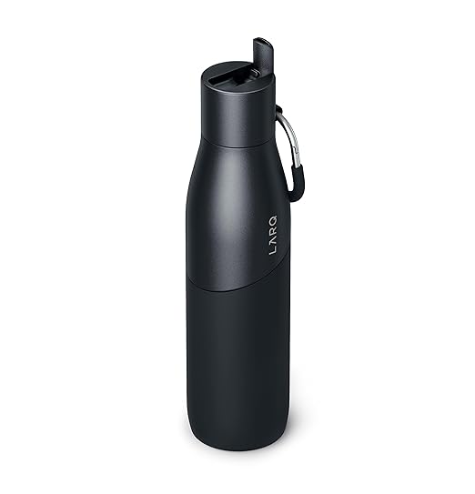 LARQ Bottle Movement Filtered - Lightweight Non-Insulated Stainless Steel Water Bottle BPA Free with Nano Zero Technology and Long-Lasting Filters, White/Pebble, 32oz