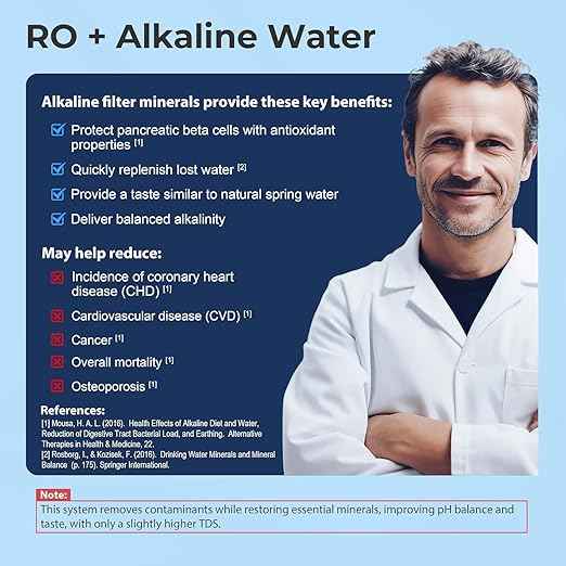 iSpring RO5004F-AK UV Alkaline Reverse Osmosis Water Filter, SGS Tested PFAS and TDS Reduction, 500 GPD Tankless Remineralization RO System Under Sink, Filter Life Monitor, 2:1 Pure to Drain