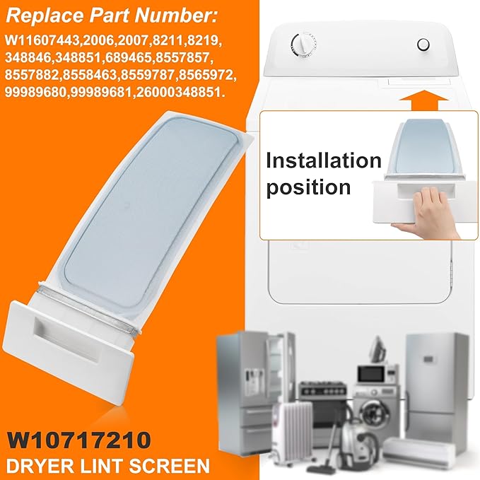 W10717210 W11607443 Dryer Lint Screen Filter Replacement Compatible for Whir.lpool/Ken.more/May.tag etc Replaces WPW10717210,AP6023930,8557882,PS11757278,8559787,W10641634,8558463,8558459 by MIFLUS