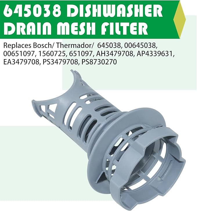 645038 Dishwasher Drain Mesh Filter 00645038 Circulation Pump Micro Filter Replaces 645038, 00645038 AP4339631 00651097 1560725 651097 AH3479708 EA3479708 PS3479708 PS8730270 AP4339631