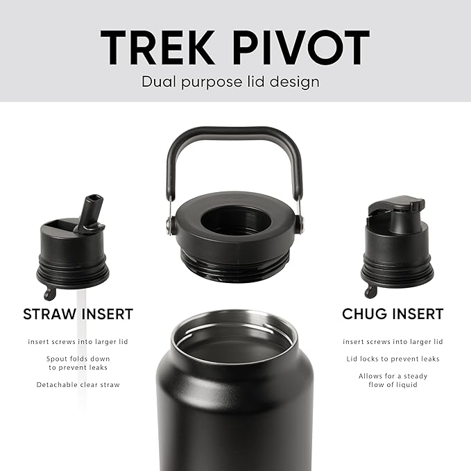 Simple Modern Trek Pivot | Half Gallon Water Bottle Jug with Handle & Boot | Interchangeable Straw & Chug Lids | Large Insulated Stainless Steel | Sports Camping Outdoors | 64oz, Blush