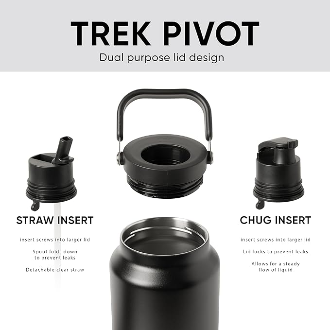 Simple Modern Trek Pivot | Half Gallon Water Bottle Jug with Handle & Boot | Interchangeable Straw & Chug Lids | Large Insulated Stainless Steel | Sports Camping Outdoors | 64oz, Green Apple