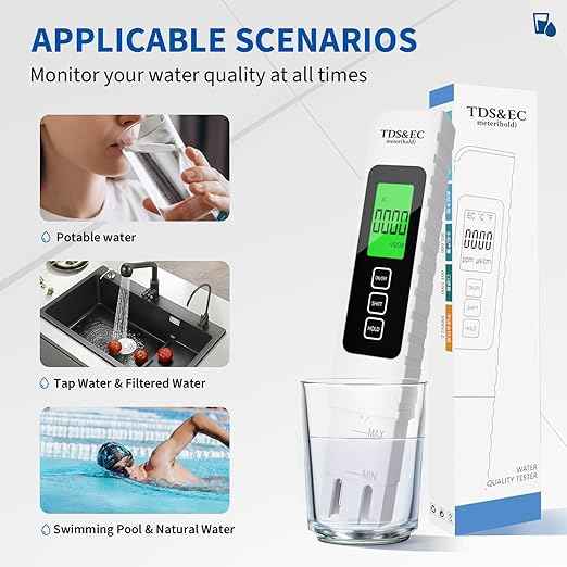 4 in 1 Digital Water Quality Tester - TDS/EC/Temperature（°C/°F）TDS Meter | 0-9999 ppm | Accurate and Professional for Drinking Water, Hydroponics, Aquariums, RO Systems, Pool （2025 New）
