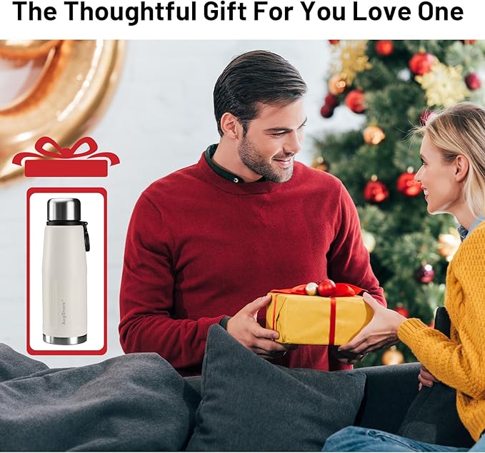 20oz Stainless Steel Insulated Water Bottle Travel Coffee Cup with Lid Leak Proof Metal Water Bottle for Hot and Cold Drink Water Flask (White)