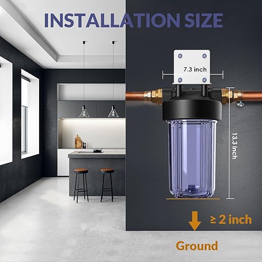 SimPure Whole House Water Big Filter Housing (DB10C), 10" x 4.5", Blue for Whole Home Water Filtration, Sediment Water Filter System for Well, 1" NPT Brass Port (Clear Housing) (Pack of 2)