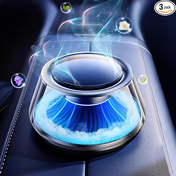 Smart Car Air Freshener 5 Ambient Light & Mist Car Fragrance, Auto On/Off, Adjustable Concentration Diffuser with Two fragrance, Lasts for 6 months, Pine and Rose