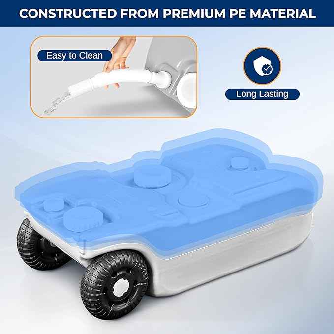 SereneLife 10 Gallon / 40L RV Water Tank – Camper Accessories Portable Container with Level Indicator, Rotating Spout, Metal Handle & Heavy-Duty Wheels, Suitable for Freshwater or Sewage Storage