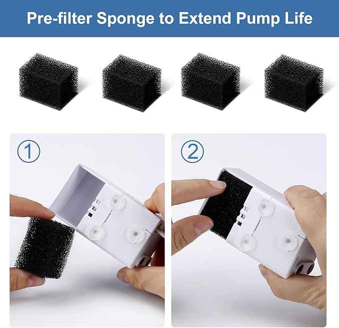 8 Pcs Cat Fountain Replacement Filters for Veken 95Oz/2.8L Automatic Pet Fountain and Stainless Steel Cat Water Fountain Dog Water Dispenser (4 Carbon Filters+4 Sponge Filters)