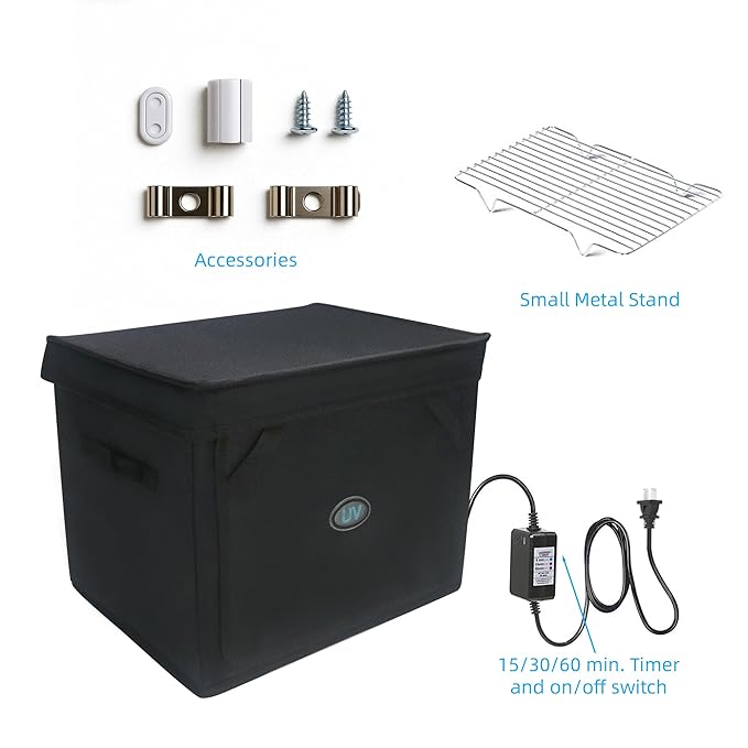 Large UV Sanitizer Box, 36L Portable Sanitizing and Cleaning Machine with 3-Level Timer, O-zone Foldable UV Cleaner Box for Household Use Like Phone, Towel, Key, Etc. with O-zone
