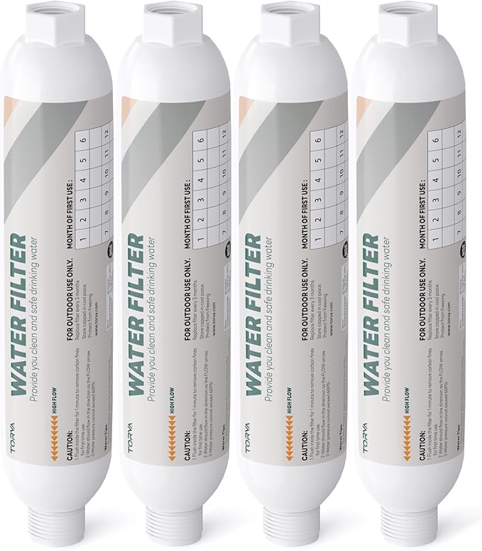TORVA NSF Certified RV Inline Water Filter with Hose Protector, High Flow 3/4