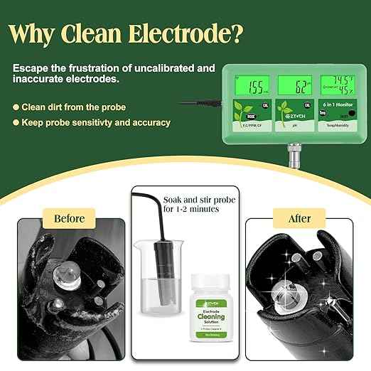 pH EC Continuous Monitor for Hydroponic, 6 in 1 WiFi EC PPM CF pH Meter, Digital pH TDS Temp Humidity Conductivity Monitor for DWC Hydroponic System, Aeroponic Gardening, Aquaponic
