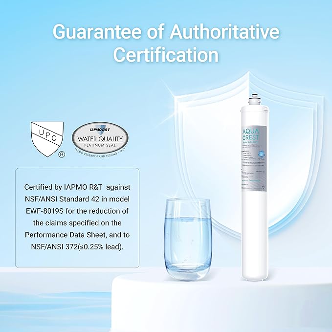 AQUA CREST I2000 2 Under Sink Water Filter, 26K Gallons, Replacement Cartridge for Everpure i2000, MC2, ESO7, MH2, EV9612-22, EV9612-56, EV9607-25, EV9613-21, NSF/ANSI 42 Certified, Pack of 2