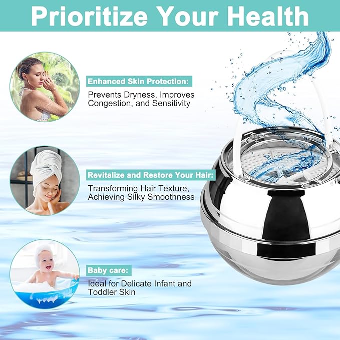 Ball Filter for Bathtub -8 Stages bath filter for tub- Removes Hundreds of Contaminants, Purify Your Bathwater for Healthier Skin and Hair, BPA Free, bathtub water filter, bathtub water filter - AquaVibe