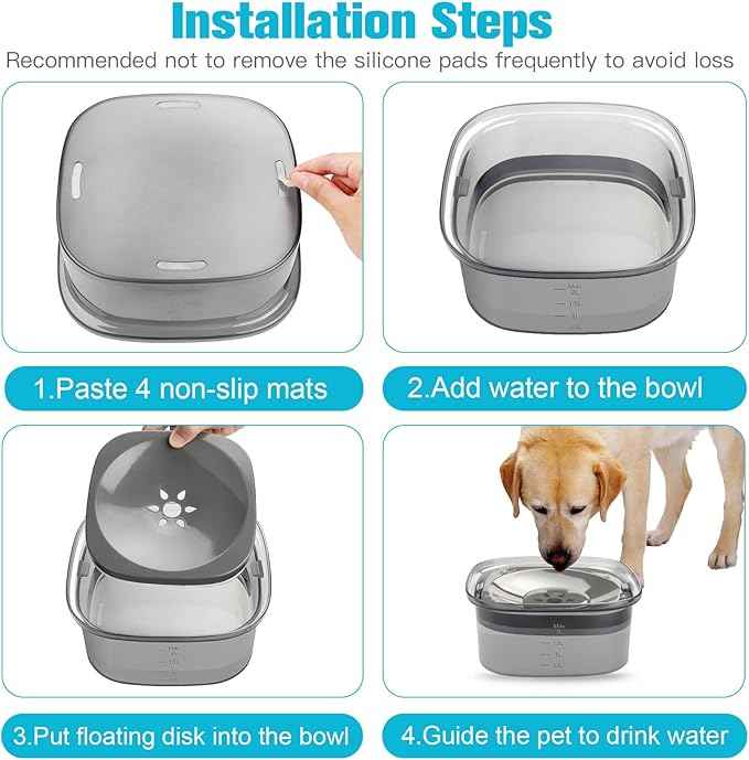 UPSKY 70oz Dog Water Bowl 2L No Spill Dog Bowls Large Capacity Spill Proof Slow Water Feeder, No Splash Dog Bowl Pet Water Dispenser Vehicle Carried Travel Slow Drinking Bowls for Messy Drinkers, Cats
