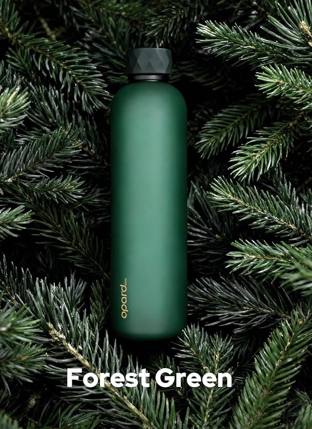 Opard Slim Pro Water Bottle 32oz, Plastic Water Bottle BPA-Free, Facetted Rubberized Grip-Texture Monocap, Leakproof Screw Top, Forest Green, Reusable for Travel School Sport Gym Hiking
