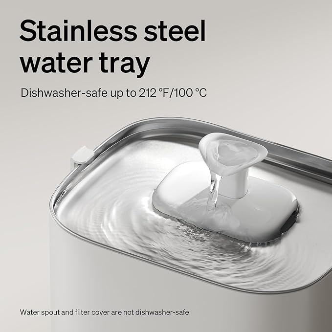 PETLIBRO Upgrade Cat Water Fountain, Cordless Cat Fountain Battery Operated, App Monitoring 3L/101oz Dockstream 2 Pet Water Fountain with Stainless Steel Tray, 5GHz WiFi Dog Water Bowl Dispenser