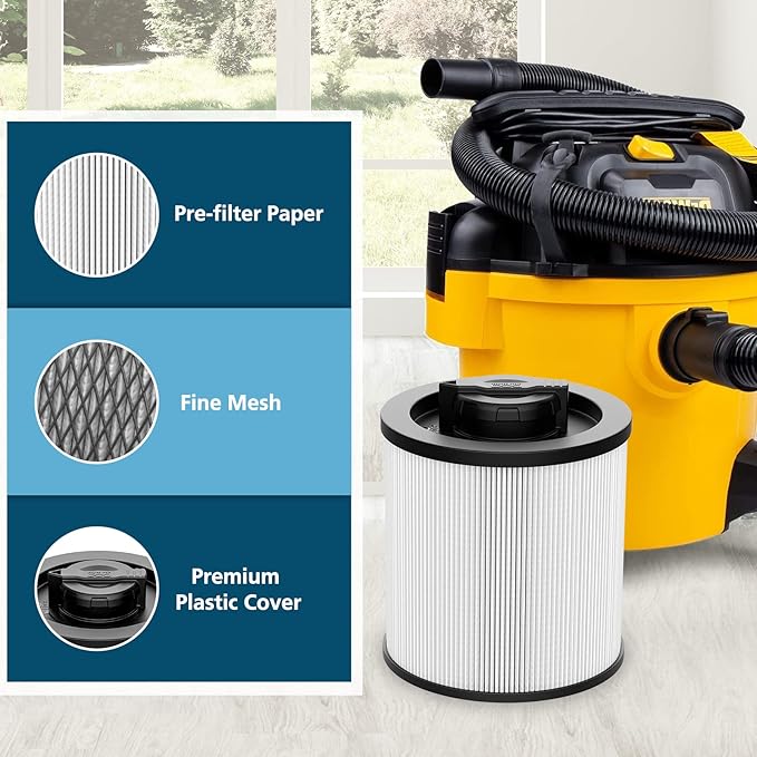 DXVC6910 Cartridge Filter Replacement Compatible with DeWalt DXV06P DXV09P DXV10P DXV10PL DXV10SA DXV12P DXV14P DXV16P Wet/Dry Vac Vacuum Cleaner (NOT fits for DXV06G/ DXV08S) 2 Pack - AquaVibe