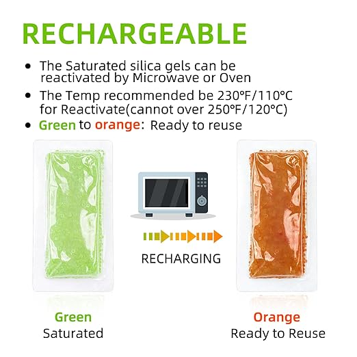 4Pcs 40 Gram Rechargeable Desiccant Packs, Indicating Silica Gel, Gun Safe Dehumidifier, New Style Desiccant Moisture Absorbing Bag
