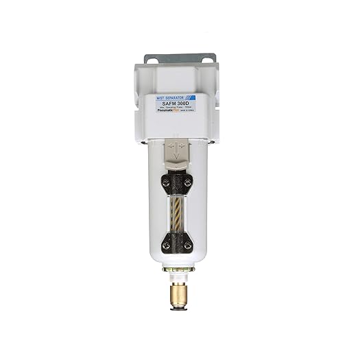 PneumaticPlus SAFM300-N03BD-MEP Compressed Air Coalescing Filter, 0.1 Micron, 3/8" NPT - Metal Bowl, Auto Drain, Bracket - AquaVibe