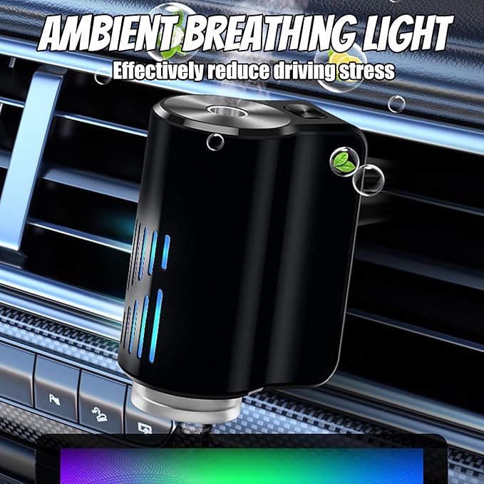 Car Air Freshener Diffuser, Smart Car Air Freshener, 3 Adjustable Modes, Auto On/Off Smart Cars Diffuser, Rechargeable Aromatizante Para Carro Difusor with 6 Bottles Essential Oil
