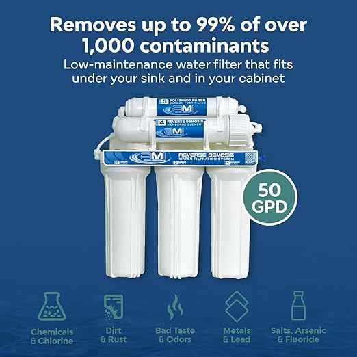 Applied Membranes Inc. 5-Stage Reverse Osmosis Water Filter System, 50-Gallon Capacity