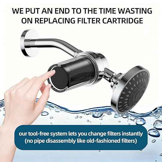 2-Pack Shower Filters with 11 Replacement Cartridges - Coconut Shell Carbon Filter Removes Chlorine, Heavy Metals | Universal Showerhead Water Filter for Healthier Skin & Hair